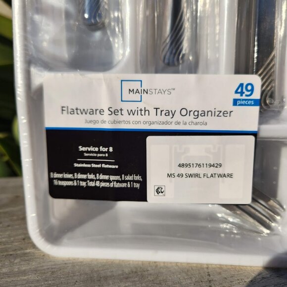 NEW 49 Piece stainless steel Flatware set with Tray spoons forks knives - Picture 8 of 10